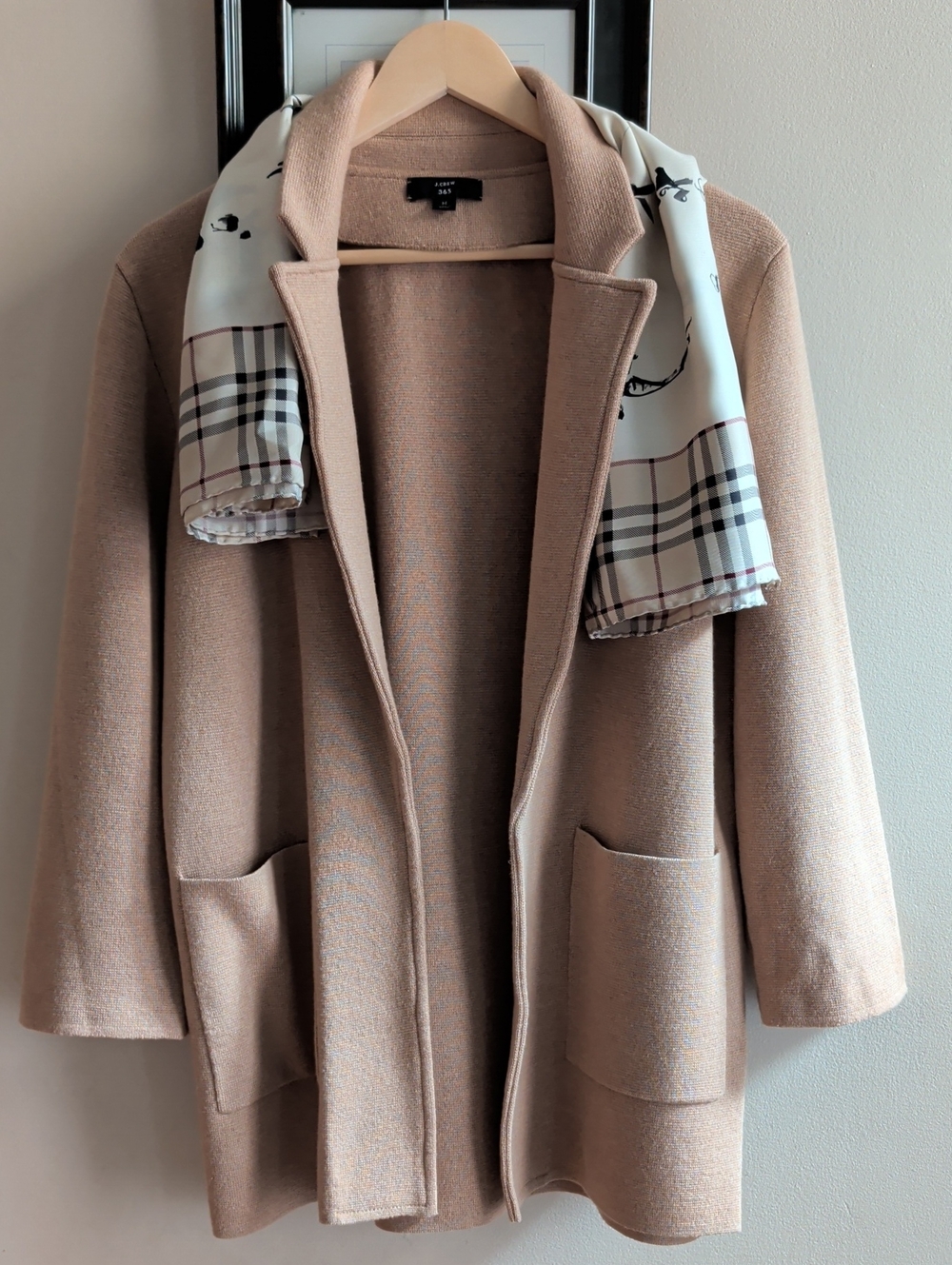 J. Crew Open Front Beige Merino Wool Blend Knit Jacket